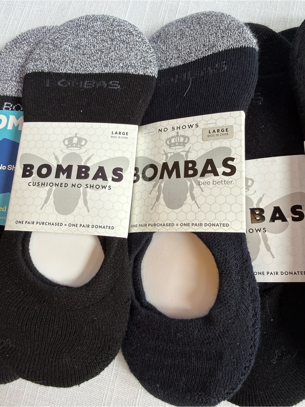 Bombas Men's Cushioned No-Show Socks - Black and Gray each pair are $10